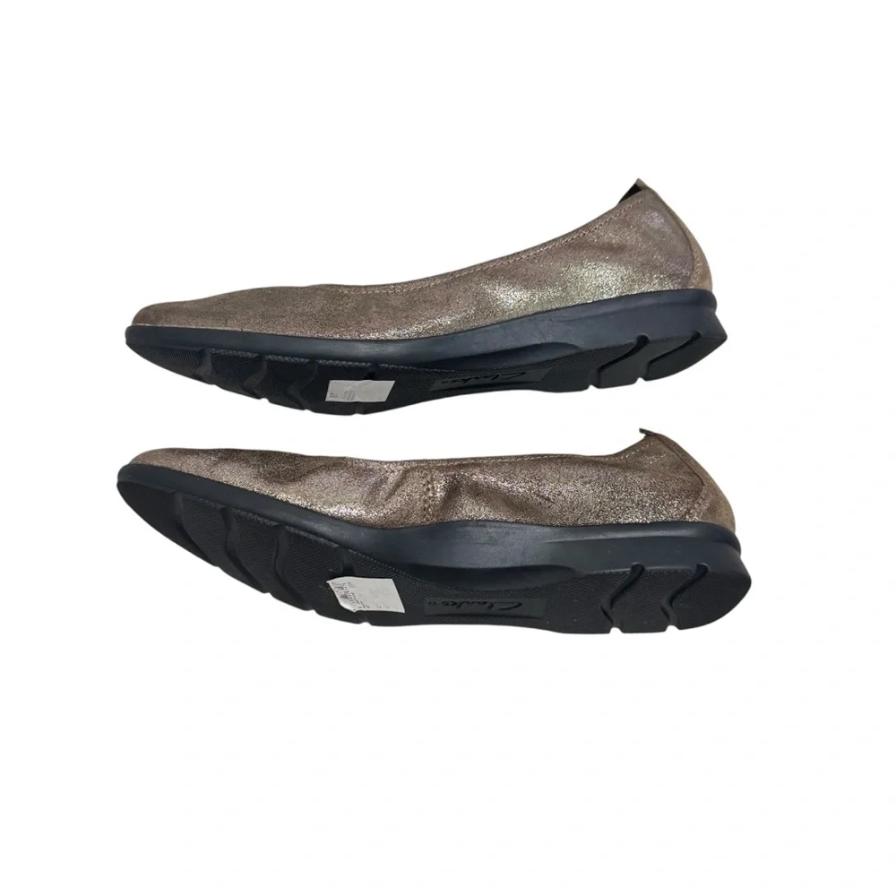 Clarks Collection‎ Flexible Slir-On Flats - Jenette Lase Pewter Suede,  Sz 9